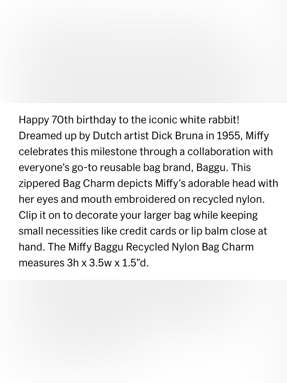 Baggu x Miffy Recycled Nylon Bag Charm - Picture 5 of 5